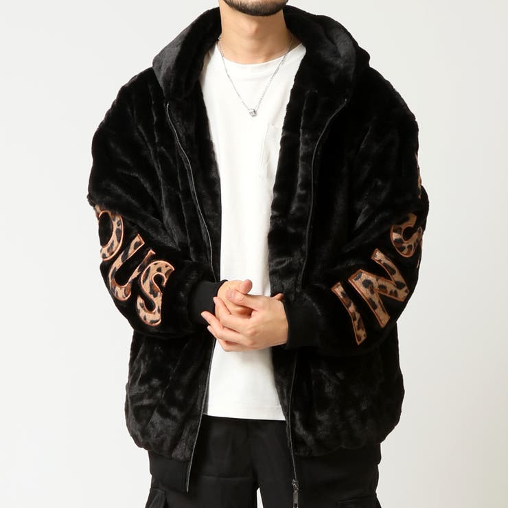 ブラック×レオパード304 | ボアパーカー メンズ フリースパーカー | ARCADE