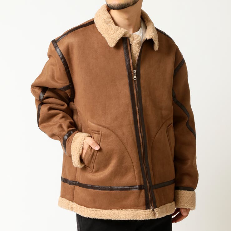 ベージュブラウン | ボアフライトジャケット メンズ フェイクムートンジャケット | ARCADE