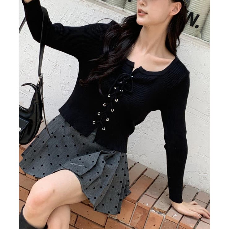 レースアップ リブニット 長袖ニット | ARCADE | 詳細画像11 