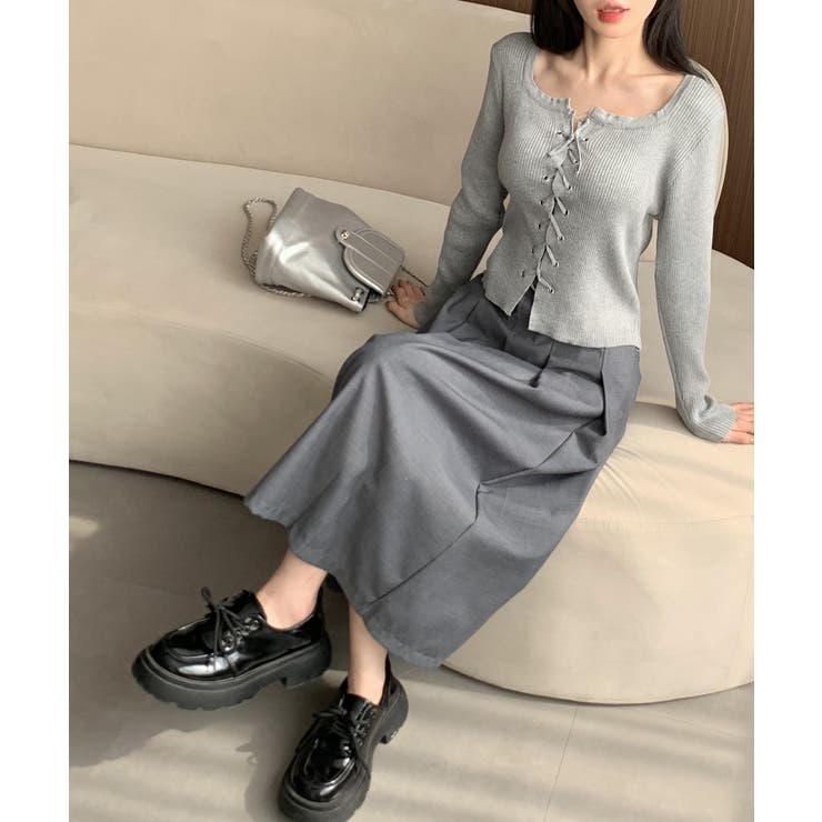 レースアップ リブニット 長袖ニット | ARCADE | 詳細画像21 