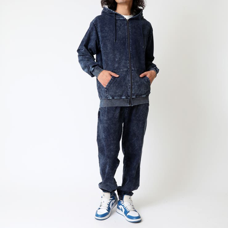 インディゴデニム | セットアップ メンズ カットデニムジップパーカー | ARCADE