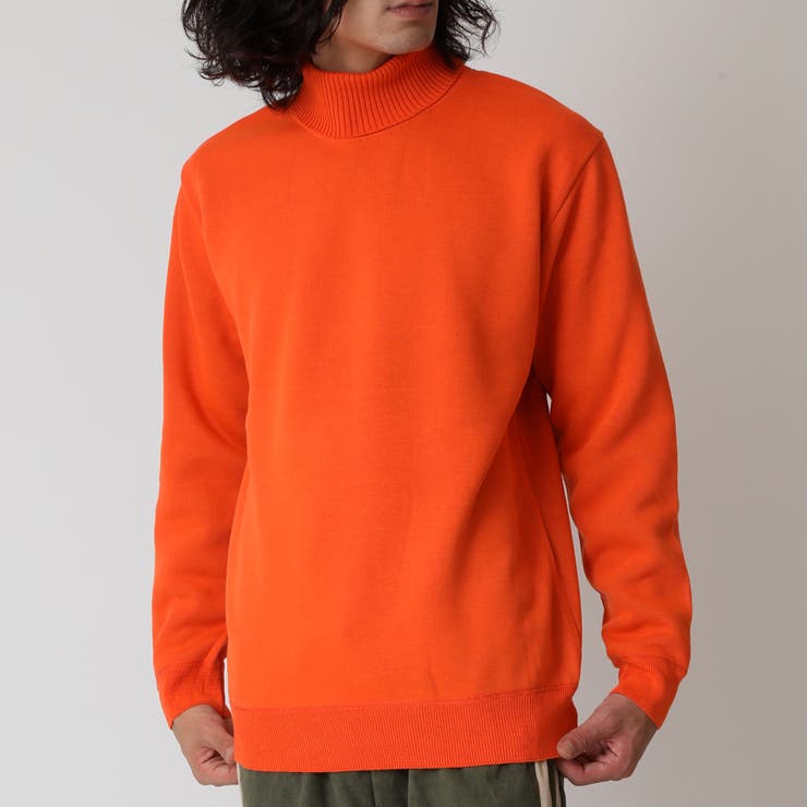 オレンジ | 暖かい 裏起毛 タートルネック ニット 裏地シャギーフリース トップス ニット | ARCADE