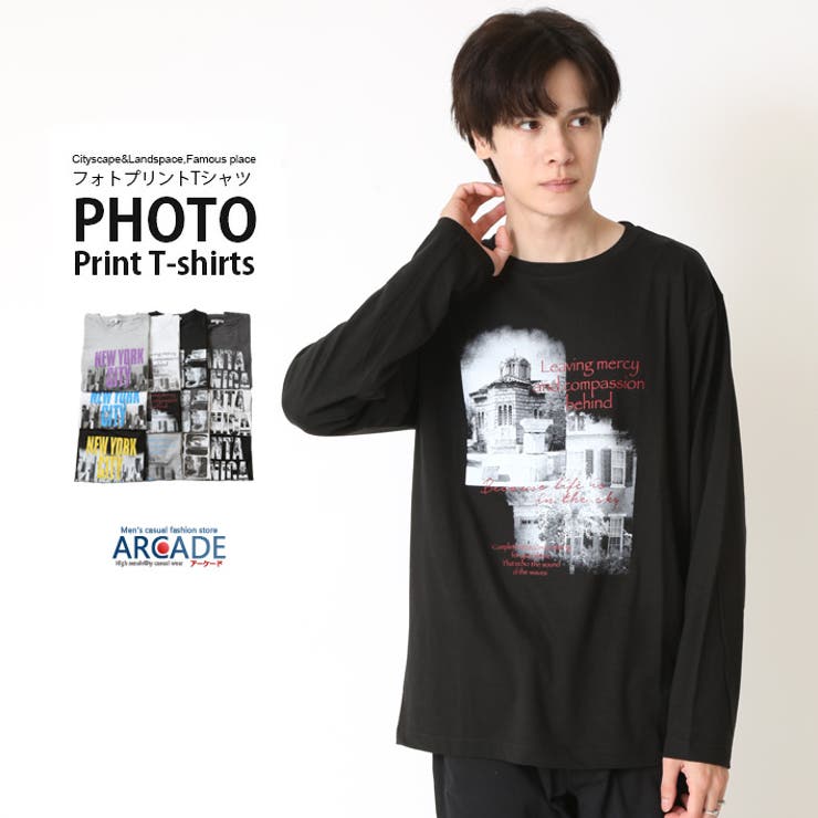 ブラック(C柄) | 着回し力抜群 フォトデザイン Tシャツ | ARCADE