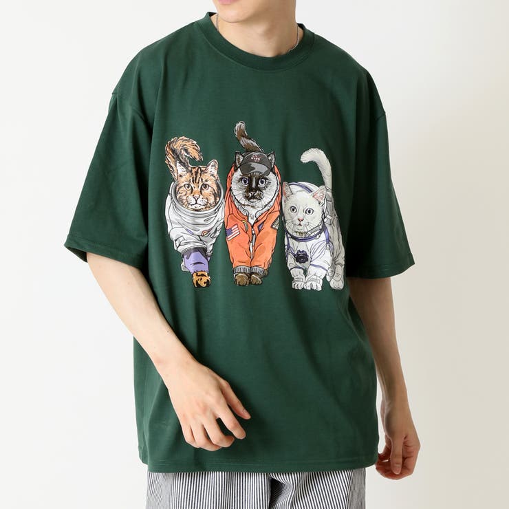 ダークグリーン(ネコ) | Tシャツ メンズ 半袖Tシャツ | ARCADE
