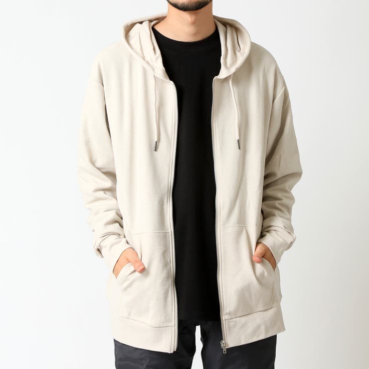 アイボリー | ジップアップパーカー メンズ 無地パーカー オットマンコットン ZIPパーカー | ARCADE