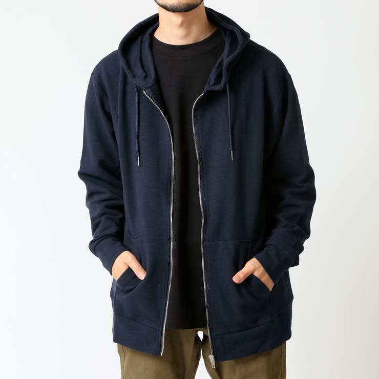 ネイビー | ジップアップパーカー メンズ 無地パーカー オットマンコットン ZIPパーカー | ARCADE