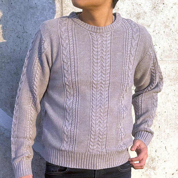 グレー(クルーネック) | ケーブルニット メンズ ニット | ARCADE