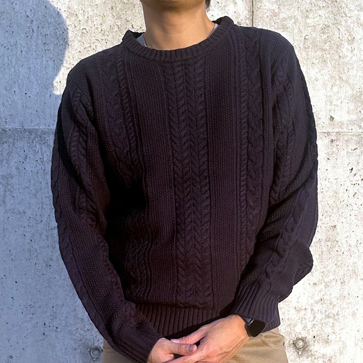 ネイビー(クルーネック) | ケーブルニット メンズ ニット | ARCADE