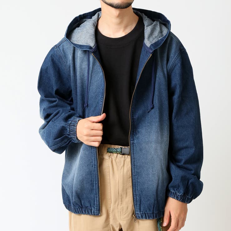 ネイビー | デニムパーカー メンズ ゆったりパーカー | ARCADE