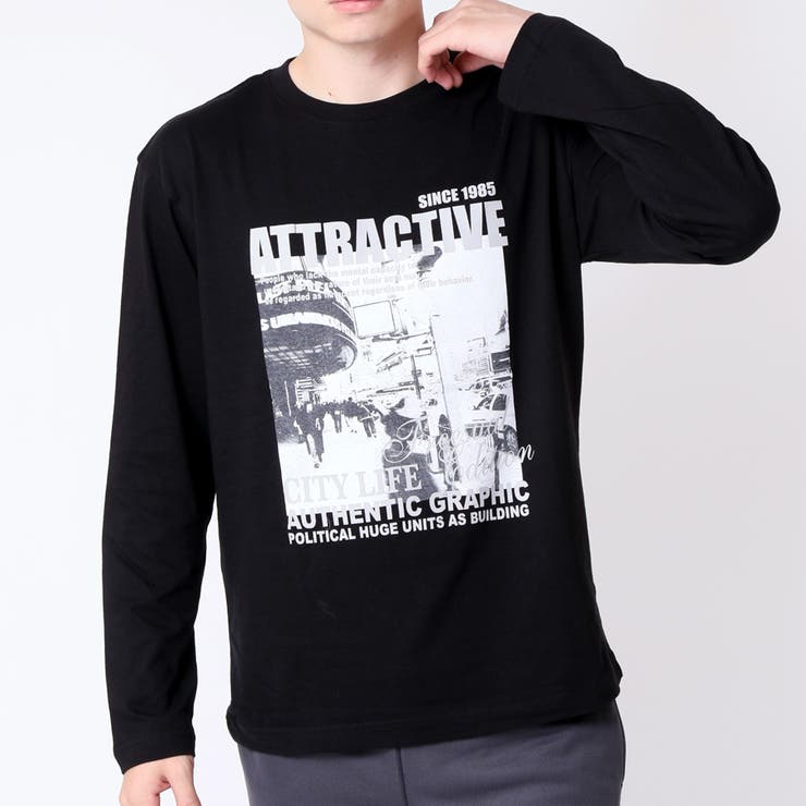 ブラック(C柄) | Tシャツ メンズ 長袖 | ARCADE