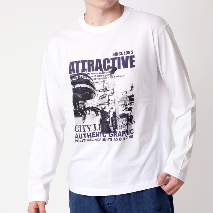 ホワイト(C柄) | Tシャツ メンズ 長袖 | ARCADE