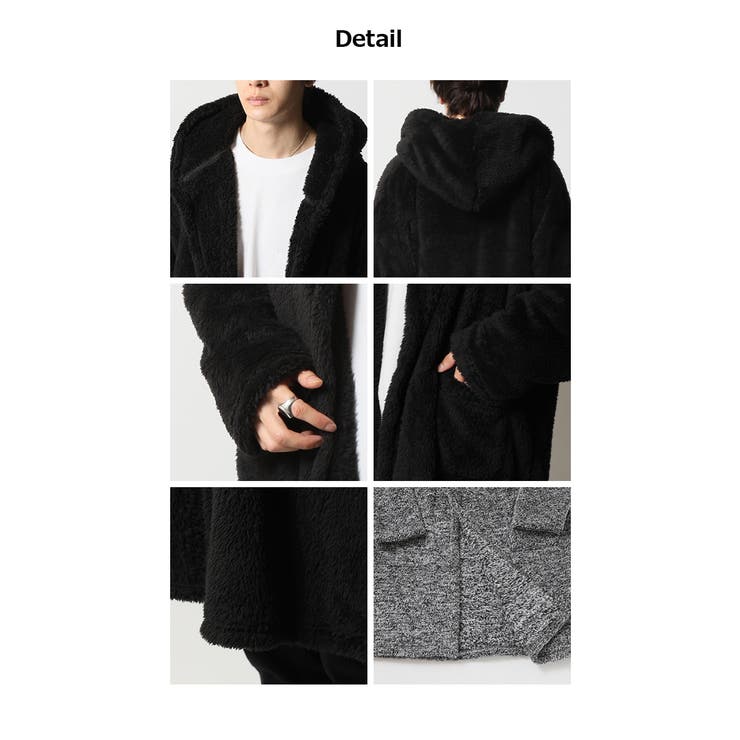 総ボア ふわふわ、もふもふ ファーリーなシャギーフードに包まれるフード付きセミロ… | ARCADE | 詳細画像8 