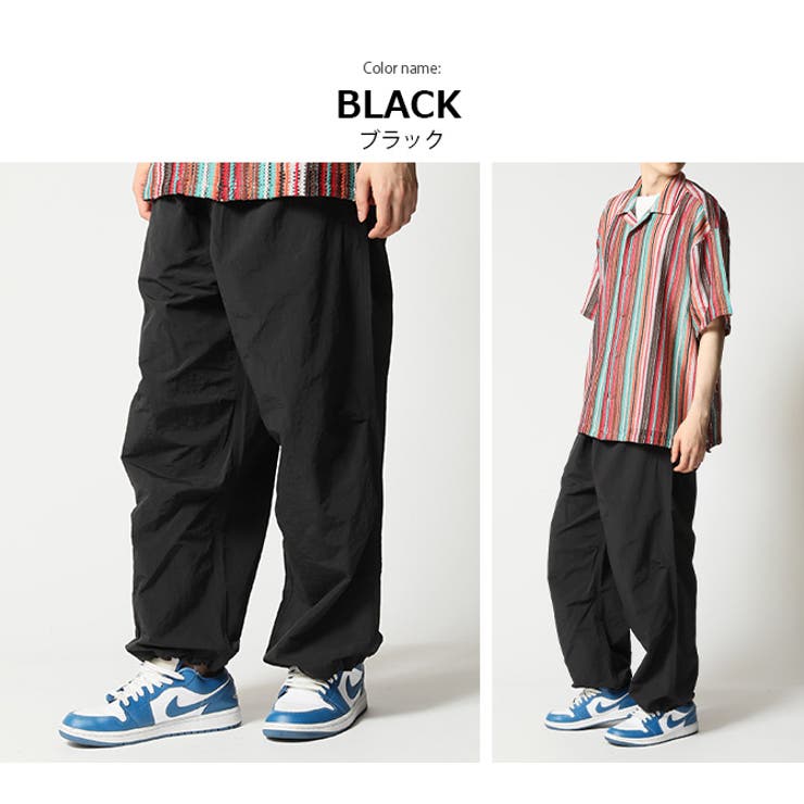 カーゴパンツ メンズ ワイドパンツ リップストップ パラシュートナイロンパンツ