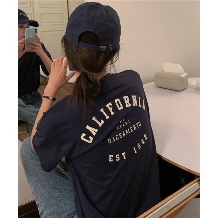 ネイビー | 半袖Tシャツ オーバーサイズ カリフォルニアロゴ | ARCADE