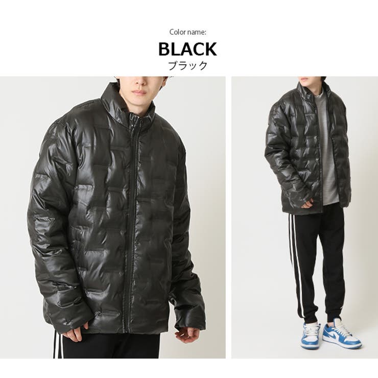 中綿ジャケット メンズ 型押し ブルゾン スタンド ジャケット