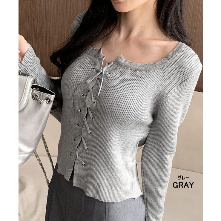 レースアップ リブニット 長袖ニット | ARCADE | 詳細画像23 