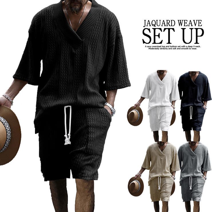 セットアップ ジャガード織り 5分袖カットソー | ARCADE | 詳細画像2 