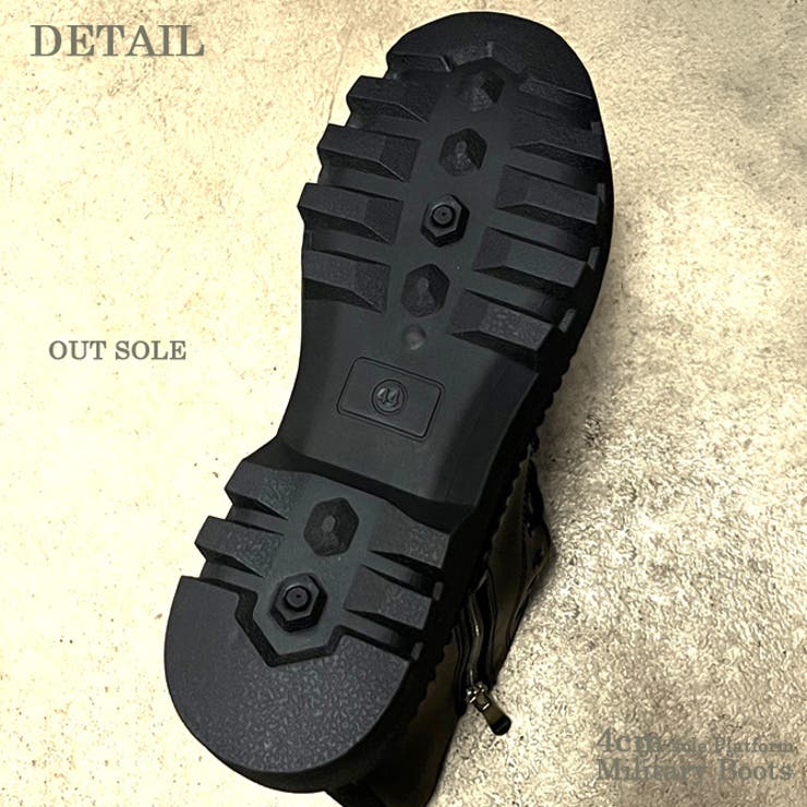 ブーツ メンズ 編み上げ厚底 ファスナー サイドジップ ミリタリーブーツ | ARCADE | 詳細画像4 