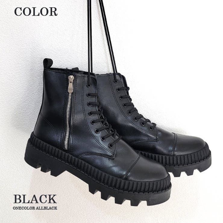 ブーツ メンズ 編み上げ厚底 ファスナー サイドジップ ミリタリーブーツ | ARCADE | 詳細画像6 