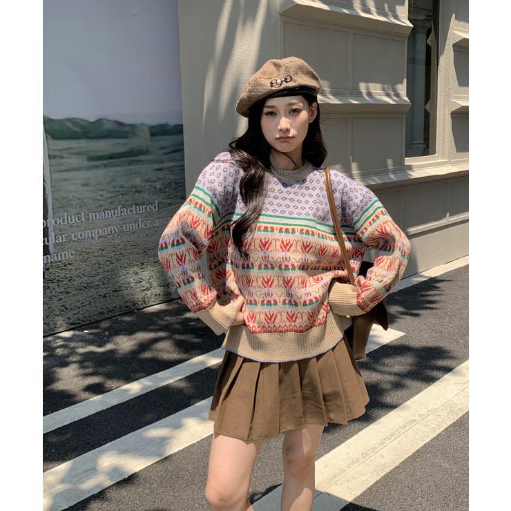 セーター レディース ノルディック柄[品番：RQ000009295]｜ARCADE