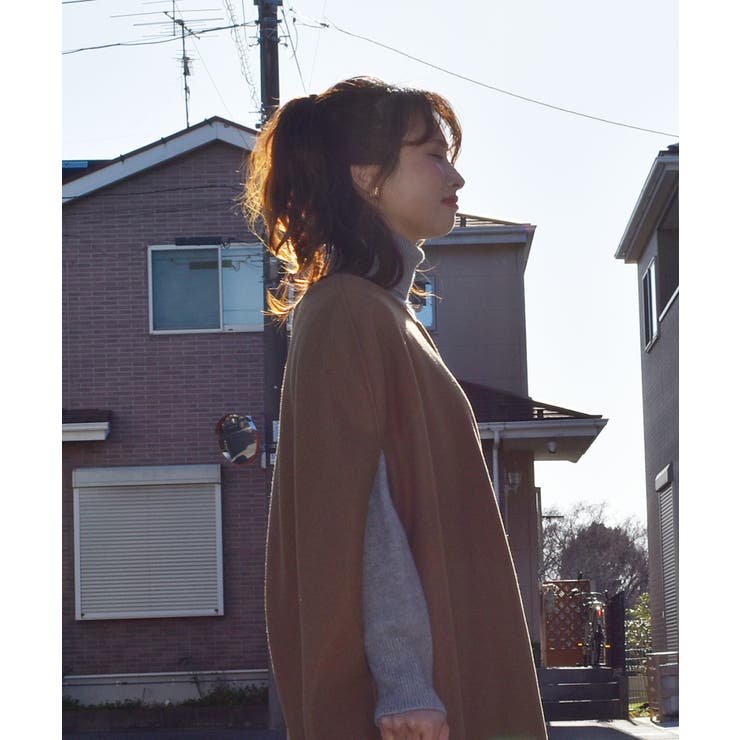 キャメル | Wool Like Poncho | ARGO TOKYO
