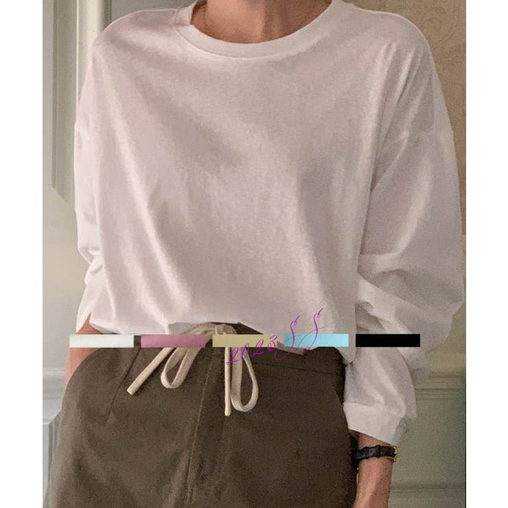 ホワイト | スプリングカラーロングスリーブカラートップス 24065 コットンロンT | ARGO TOKYO