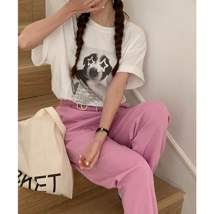 ホワイト | ワンちゃんプリントコットンTシャツ 24066 プリントTシャツ | ARGO TOKYO