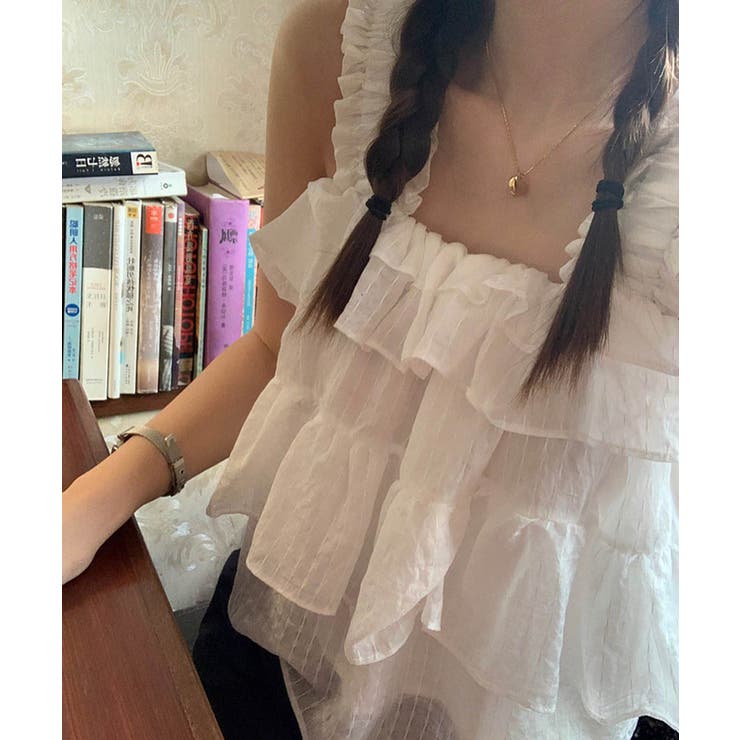 ホワイト | レイヤードギャザーティアードトップス 24088 ギャザートップス | ARGO TOKYO