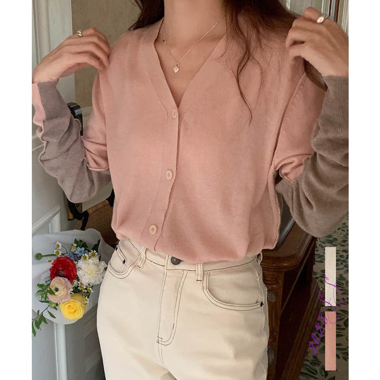 バイカラーアウトリンキングカーデイガン 25062 バイカラーカーデイガン | ARGO TOKYO | 詳細画像1 