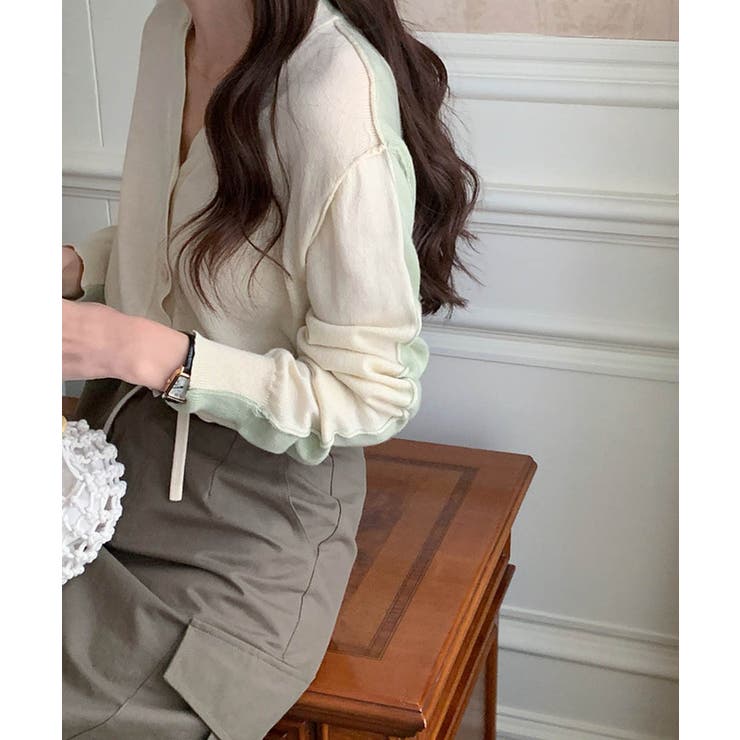 バイカラーアウトリンキングカーデイガン 25062 バイカラーカーデイガン | ARGO TOKYO | 詳細画像11 