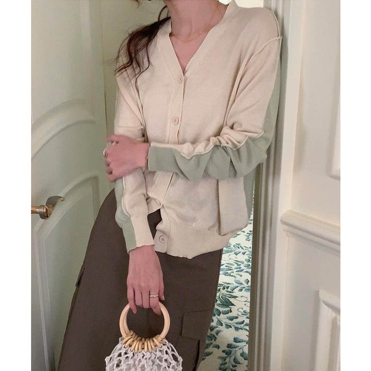 バイカラーアウトリンキングカーデイガン 25062 バイカラーカーデイガン | ARGO TOKYO | 詳細画像4 