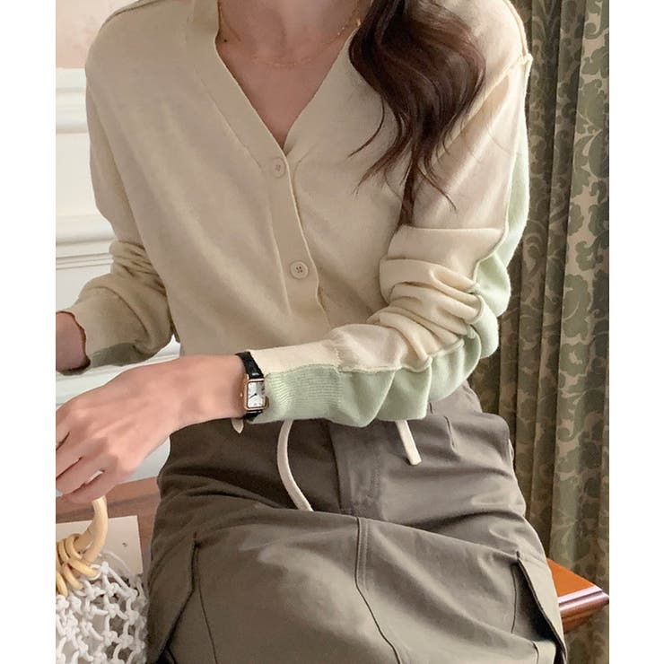 バイカラーアウトリンキングカーデイガン 25062 バイカラーカーデイガン | ARGO TOKYO | 詳細画像6 