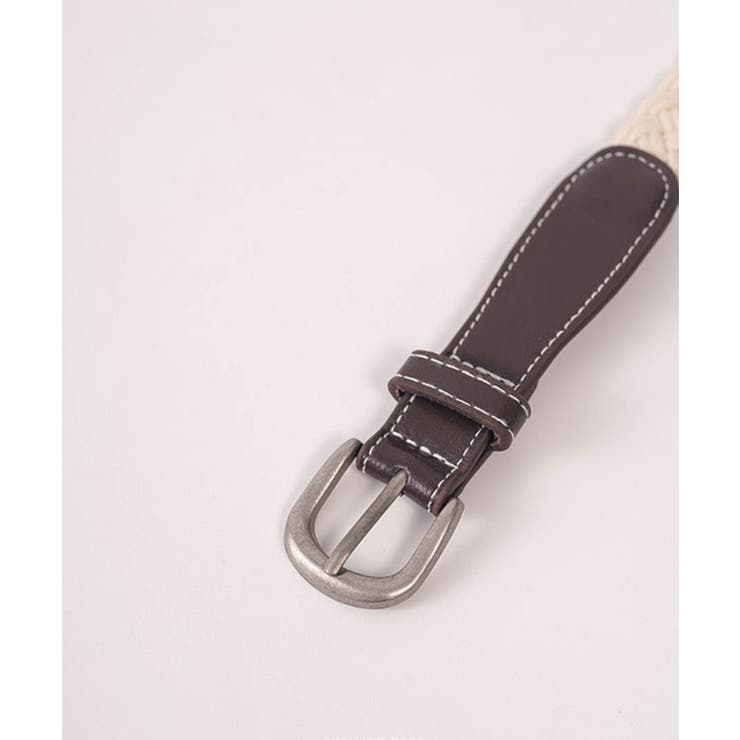 アイボリー×ブラウン | 異素材レザーメッシュベルト 26117 ベルト | ARGO TOKYO