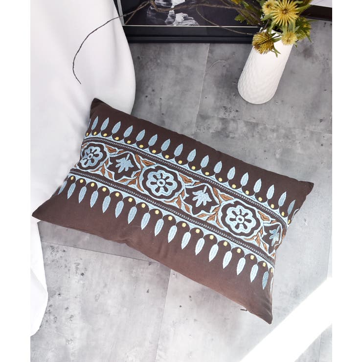 ペルシャ刺繍風ブラウン | 【Flower beardシリーズ】エスニック刺繍クッション(Native co… | ARGO TOKYO