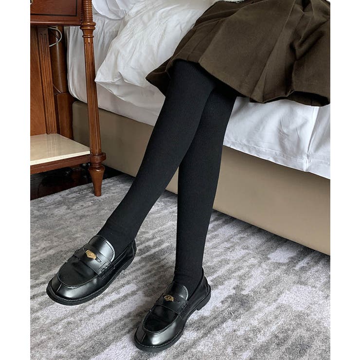 厚手裏毛リブニットレギンスタイツ 27015 裏毛レギンス[品番