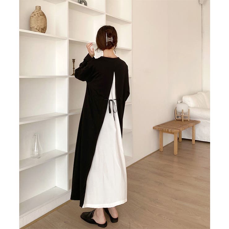 ホワイト | バックシアーポーチワンピース韓国ファッションレディース春夏服 | ARGO TOKYO