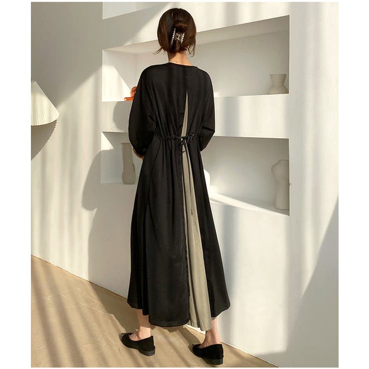 カーキ | バックシアーポーチワンピース韓国ファッションレディース春夏服 | ARGO TOKYO