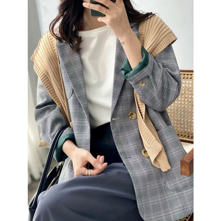 美品　パルジレーリ GUABELLO シルク混 ジャケット グレンチェック 128170012615_001.webp