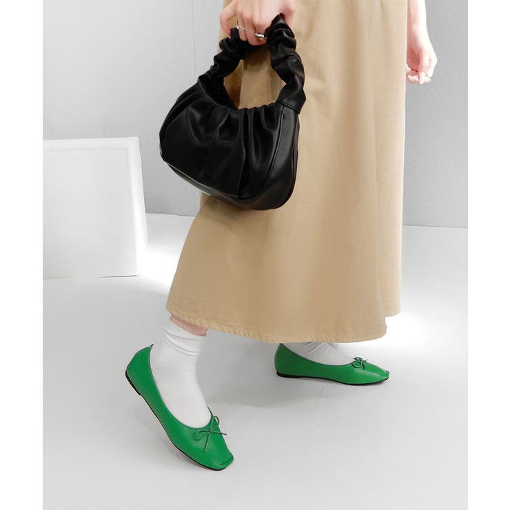 トゥステッチフラットパンプス ぺたんこ minia[品番
