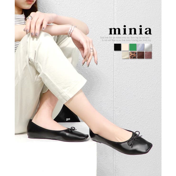 トゥステッチフラットパンプス ぺたんこ minia[品番
