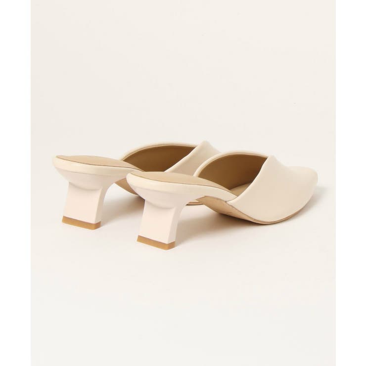 VIVAIAスクエアトゥミッドヒール (5cm) ミュール（ベージュ） Square-Toe Stress Free Chunky Heels (Megan), ALMOND, EU35 | VIVAIA