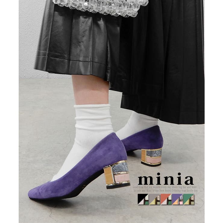 ブロックヒールポインテッド 5cmヒール minia[品番：ASNS0000768