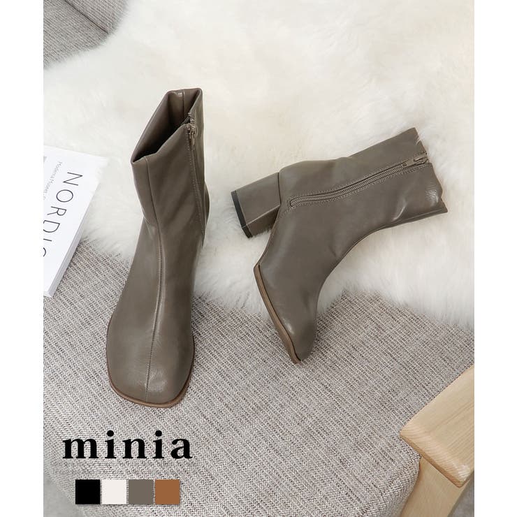 オブリークトゥショートブーツ 6cmヒール minia[品番