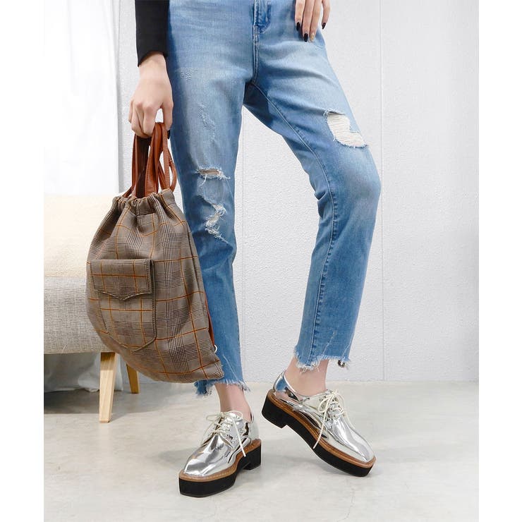 スクエアトゥ厚底オックスフォードシューズ 4cmヒール minia | minia | 詳細画像22 