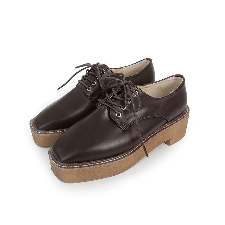 ダークブラウン | スクエアトゥ厚底オックスフォードシューズ 4cmヒール minia | minia