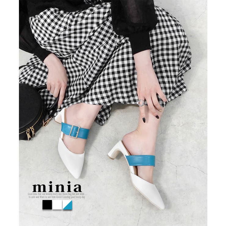 チャンキーベルトポインテッドミュール cmヒール minia | minia | 詳細画像1 