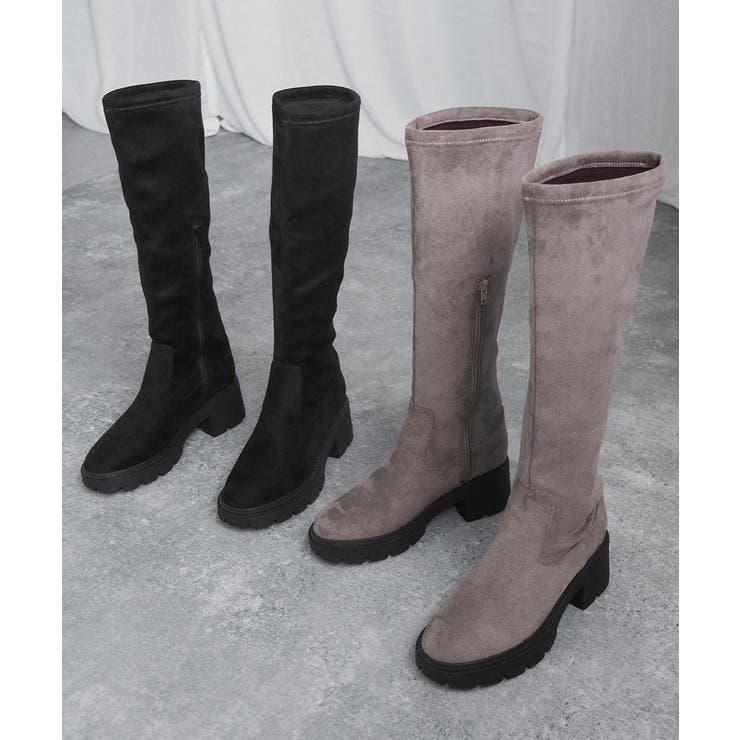 厚底スエードロングブーツ 5cmヒール minia | minia | 詳細画像9 