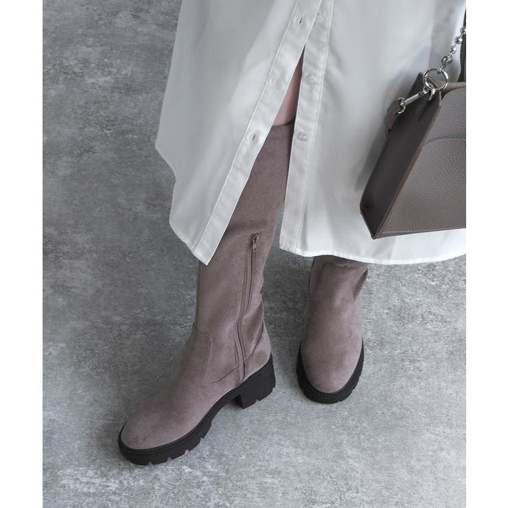 厚底スエードロングブーツ 5cmヒール minia[品番：ASNS0000966]｜minia