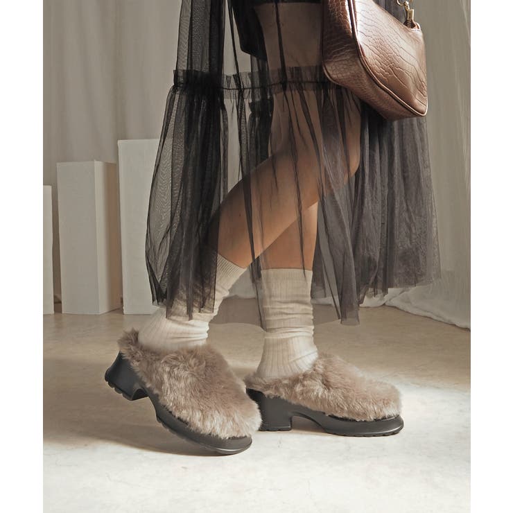 大人可愛いふわもこオールファーアッパーの厚底モンスターサボ 6cm厚底 minia | minia | 詳細画像2 