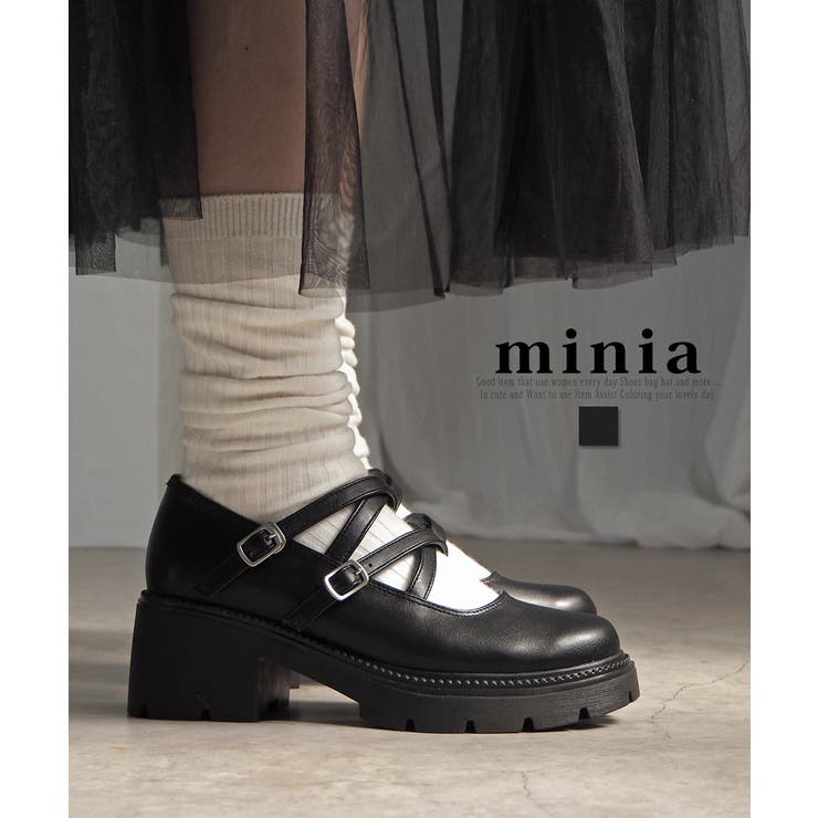 ダブルストラップ厚底シューズ 6cmヒール minia | minia | 詳細画像1 